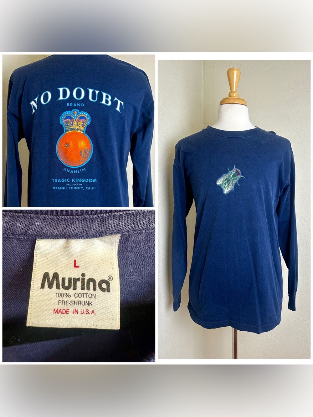 RARE VTG No Doubt FLY Tragic Kingdom Promo Shirt Orange County Cali 90s Y2K USA